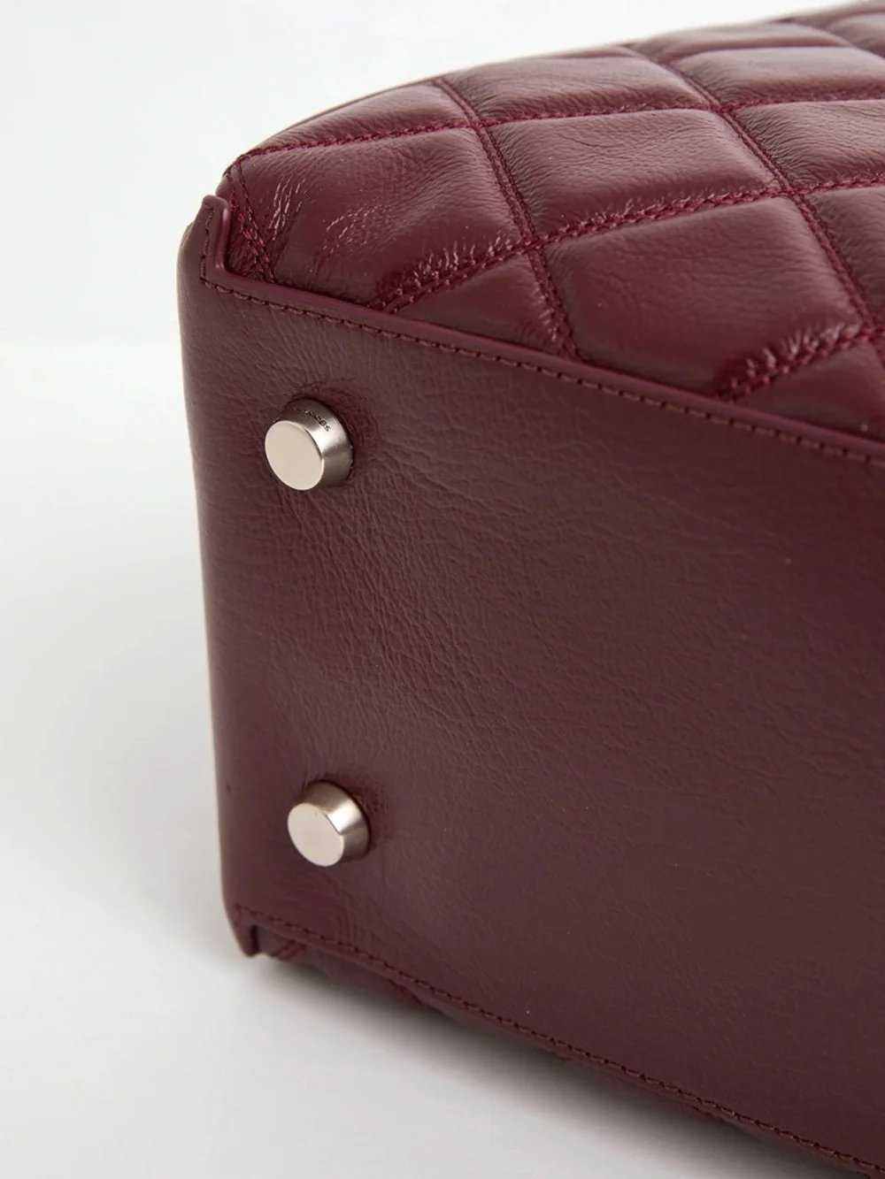 NWT Marc Jacobs The Dual Smooth Leather Quilted Shoulder Bag Dark Plum Maroon - Picture 7 of 15